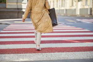 lady in crosswalk